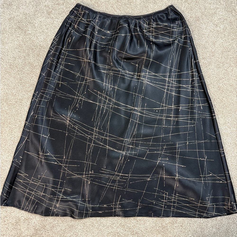 Vintage The Limited Black and Cream Silk Slip Skirt size Small